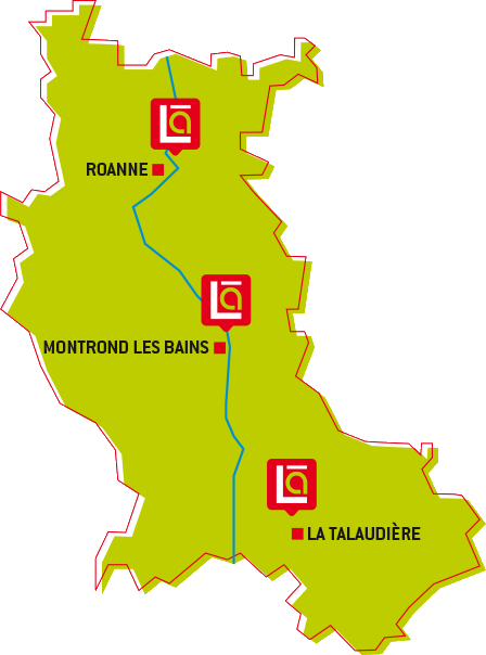 Nos lieux d'accueil à Roanne, Montrond les Bains, La Talaudière